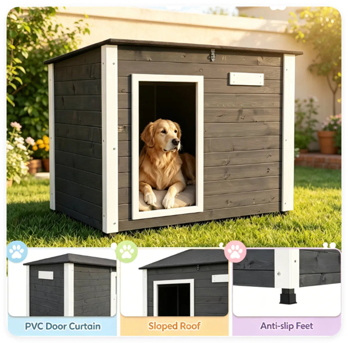 Outdoor Dog House with Sloped Asphalt Roof – view 8