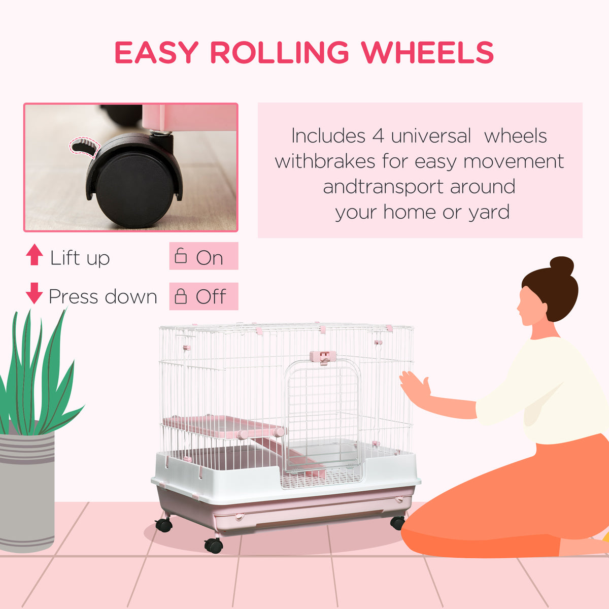 2-Level Small Animal Cage with Wheels for Rabbits and Ferrets – view 8