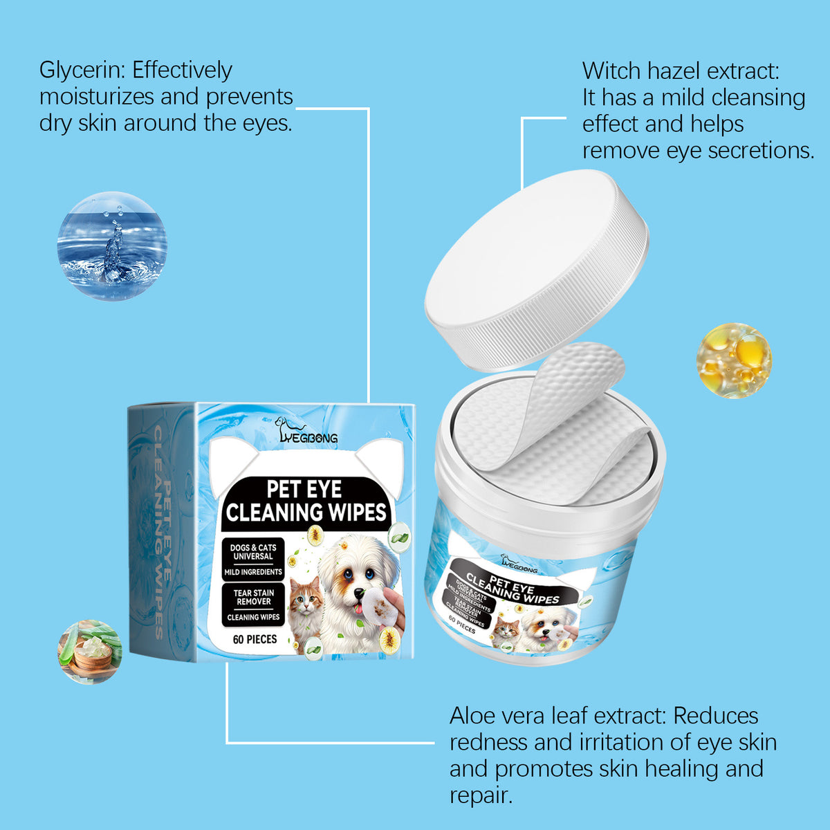 Pet Eye Cleaning Wipes for Dogs and Cats, Tear Stain Remover Pads – view 7