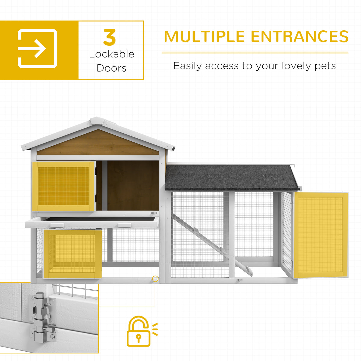 Wooden Rabbit Hutch with Run and Removable Tray – view 7