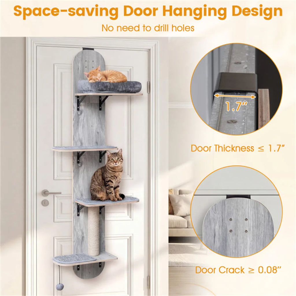 Door Hanging Cat Tree with Adjustable Heights and Cozy Platforms – view 7
