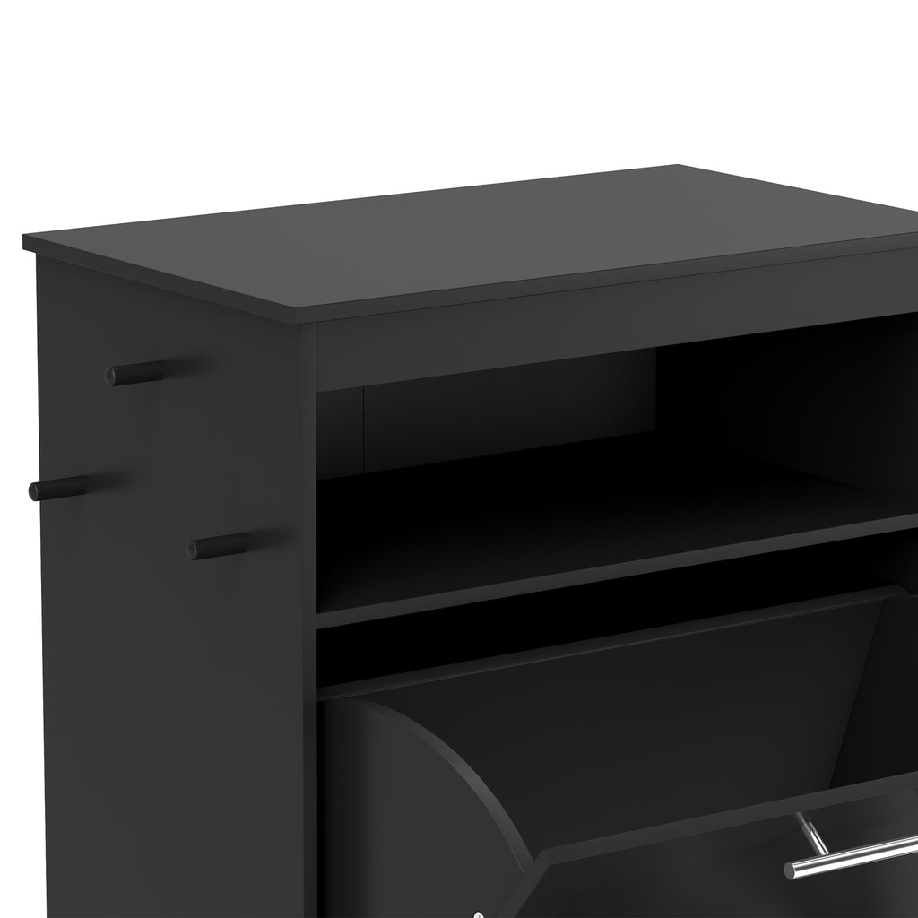 Pet Feeder Station Storage Cabinet with Bowls and Hooks – view 7