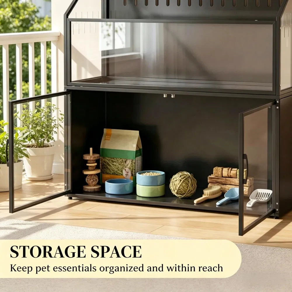Spacious Hamster Cage with Storage and Clear Panels – view 7