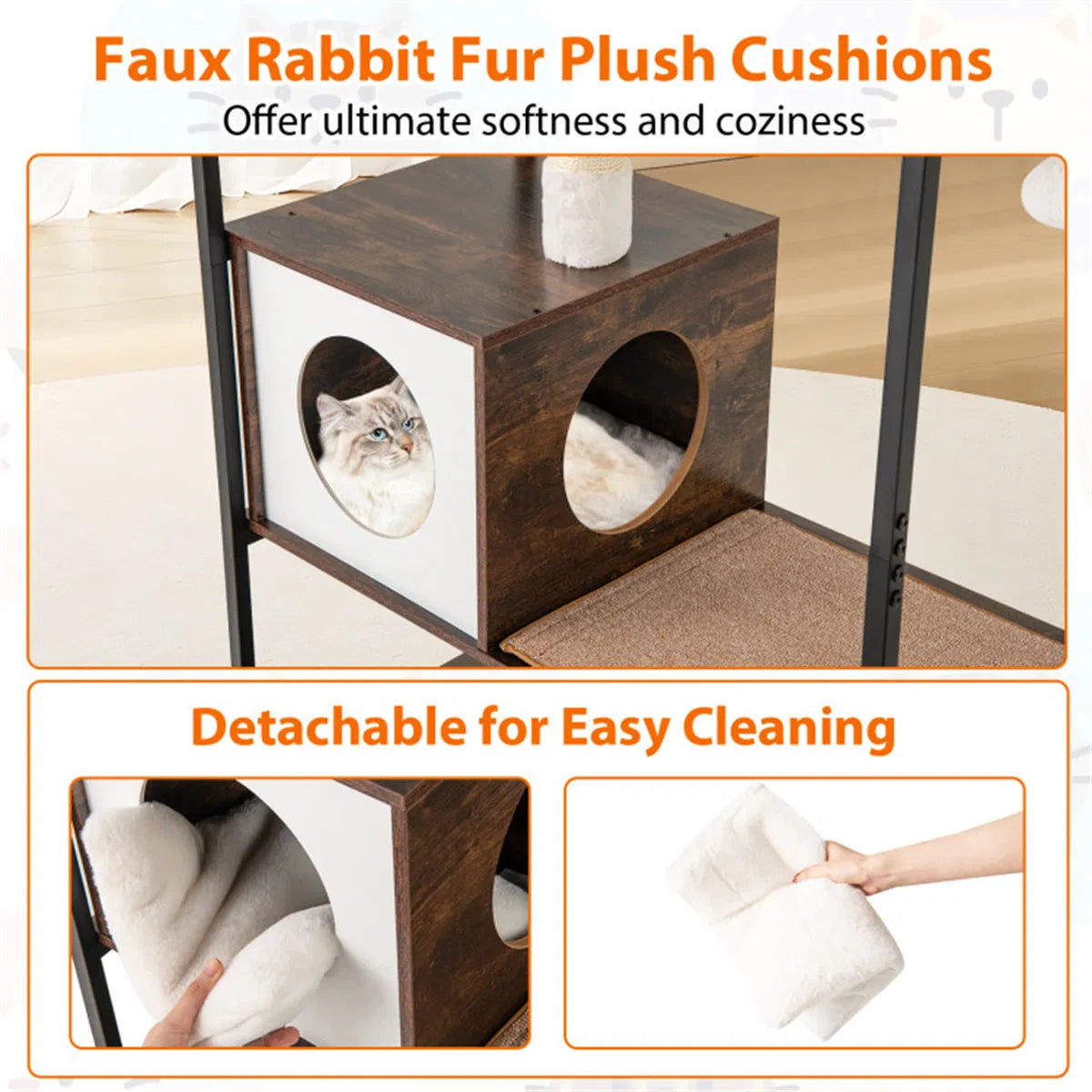Stylish Wood-Metal Cat Tree with Multiple Resting Areas – view 9