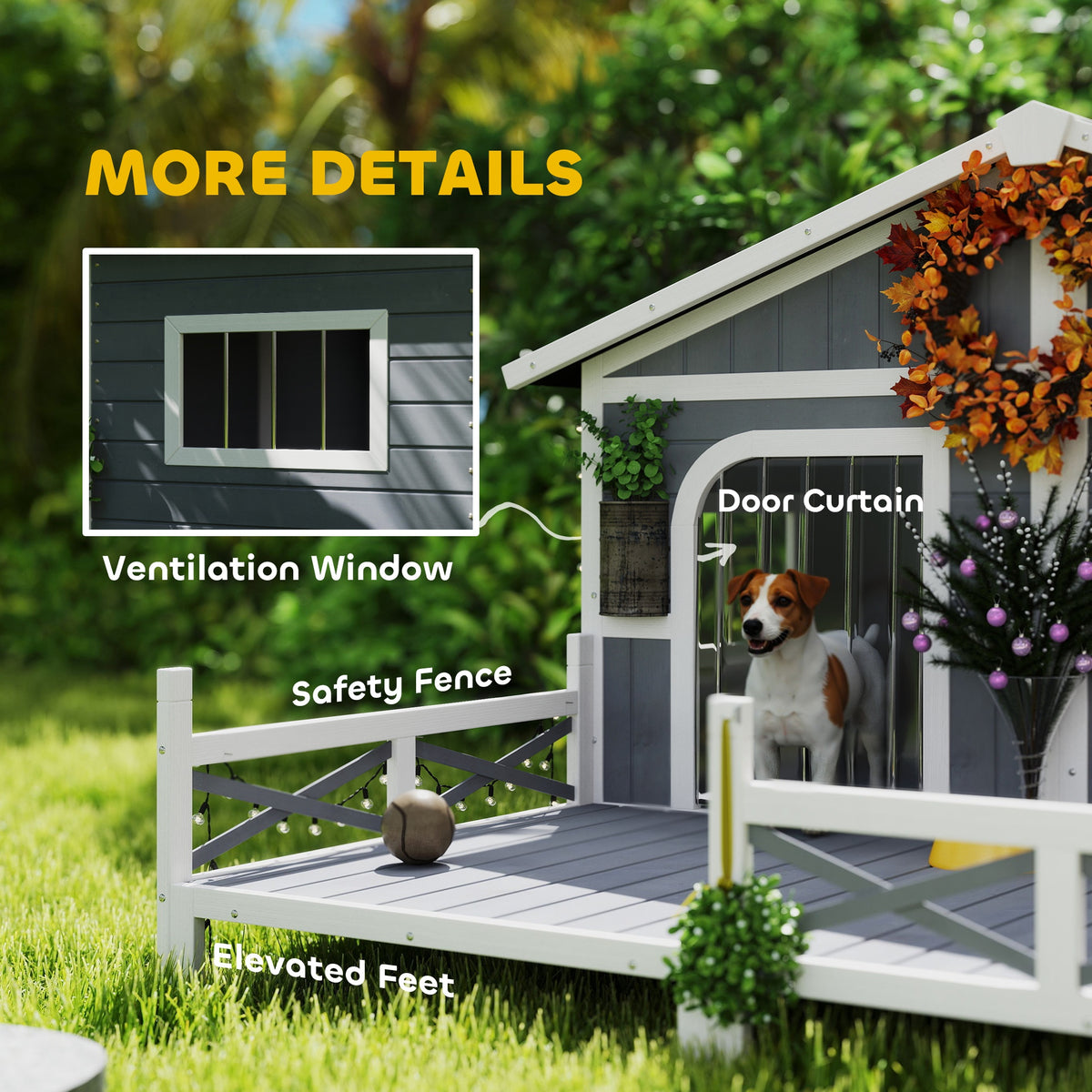 Wooden Dog House with Porch for Small to Medium Dogs – view 8