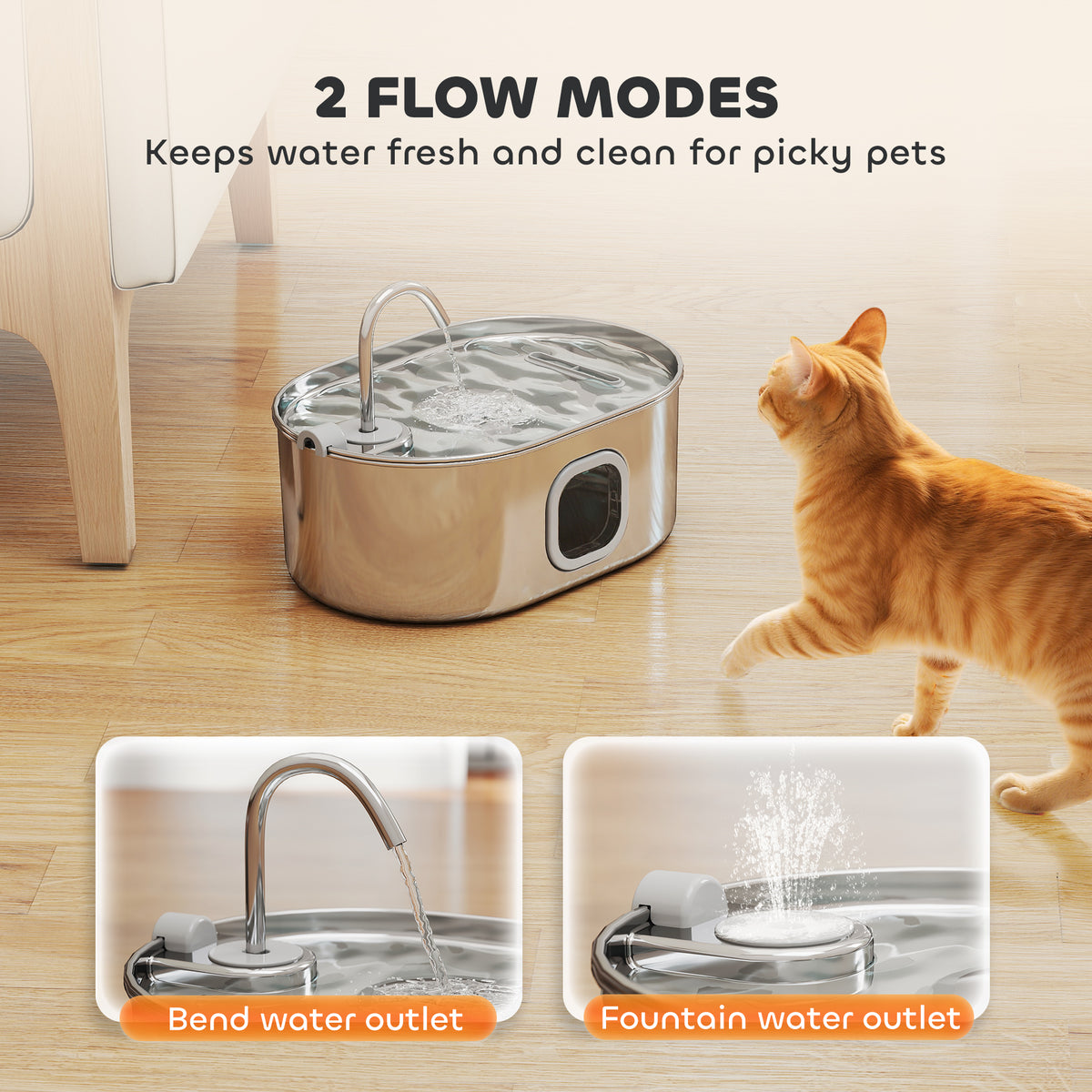 Stainless Steel Cat Water Fountain with Large Capacity – view 8