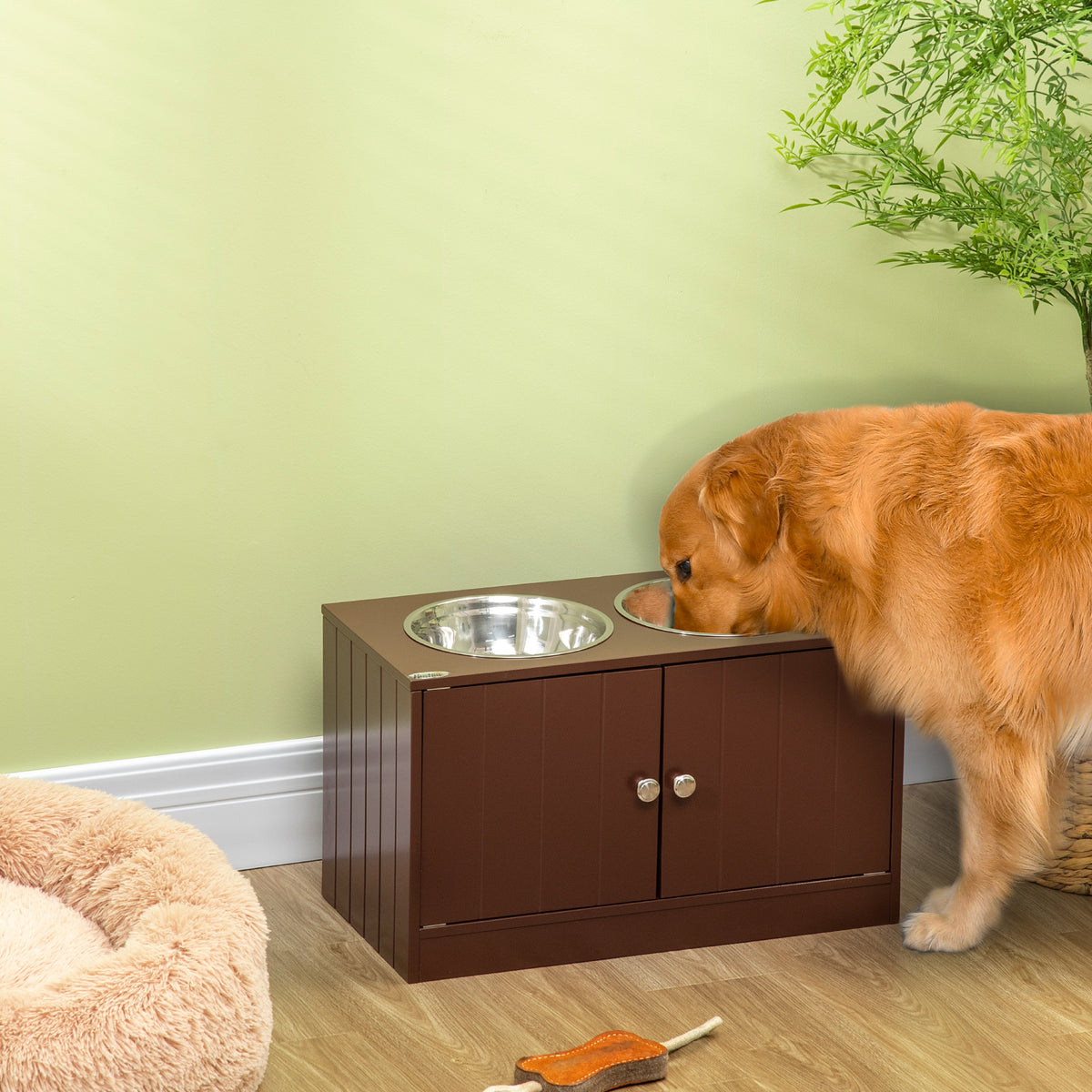 Elevated Dog Bowl Stand with Storage Cabinet – view 8