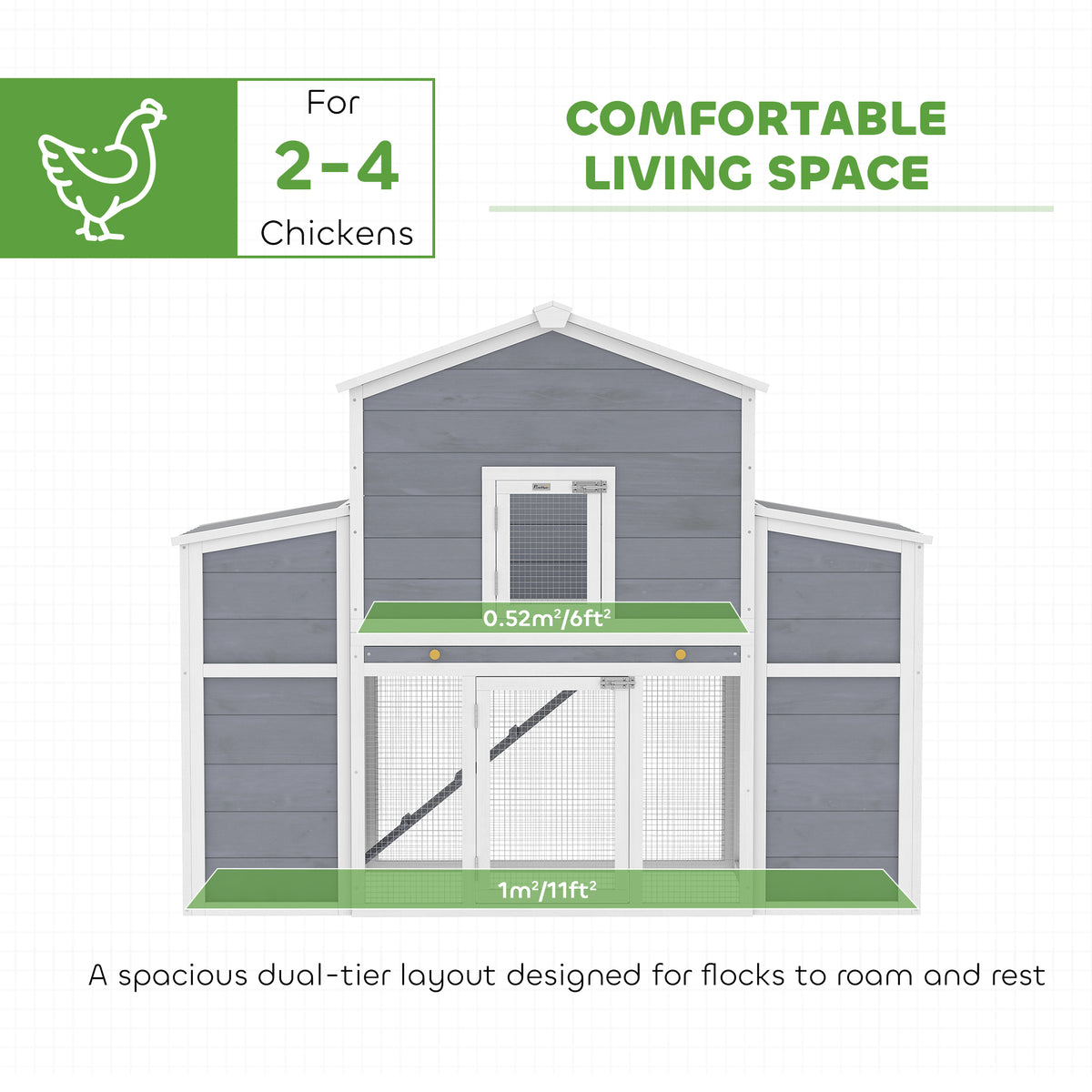 Large Chicken Coop with Nesting Boxes and Removable Tray – view 8