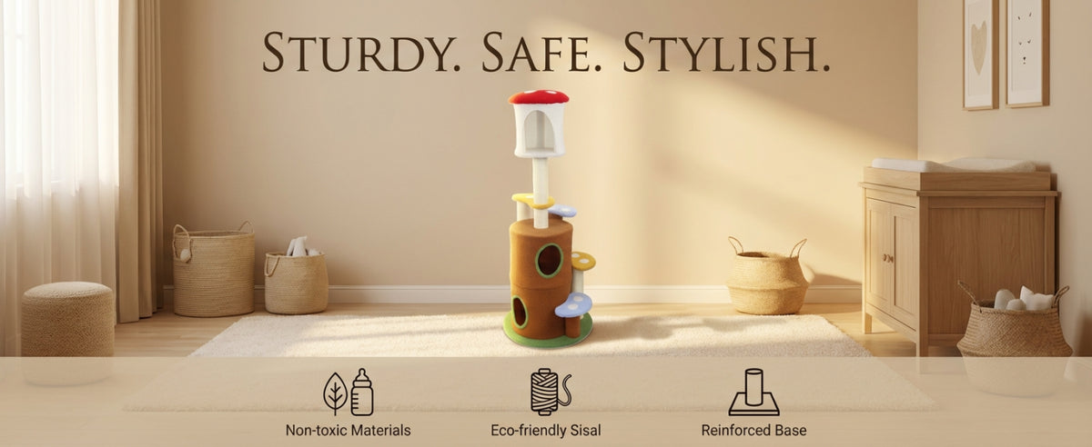 Mushroom Cat Tree with Condo and Plush Perches – view 8