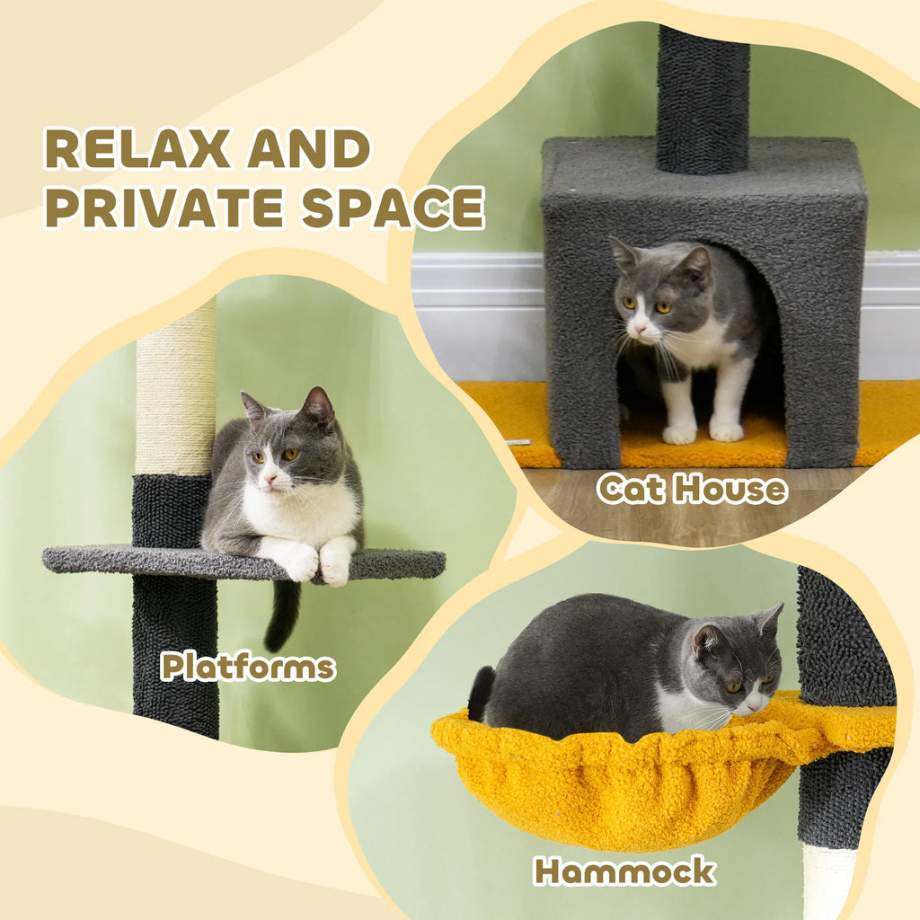 Adjustable Height Cat Tree with Hammock and Condo – view 7