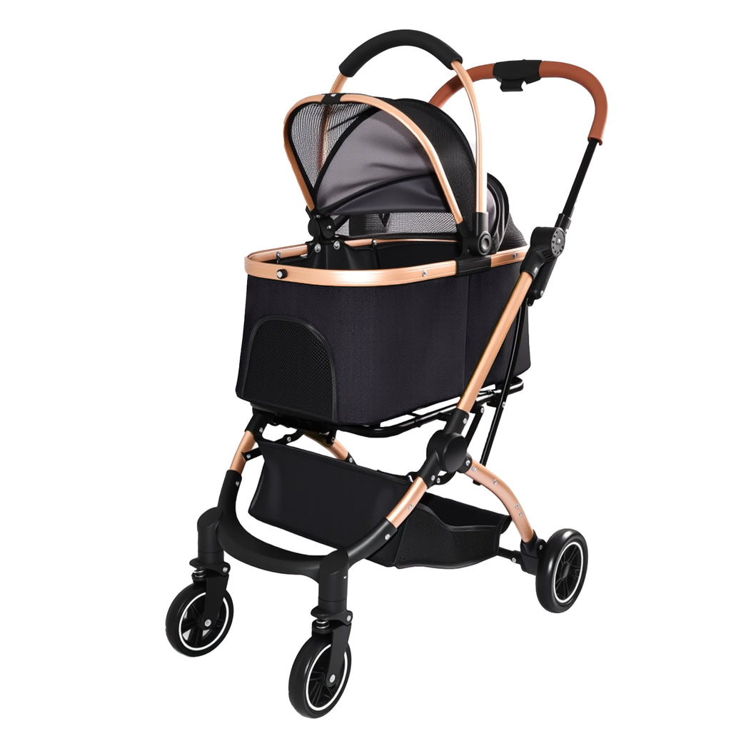 Pet Stroller for Dogs and Cats with Detachable Basket – view 8