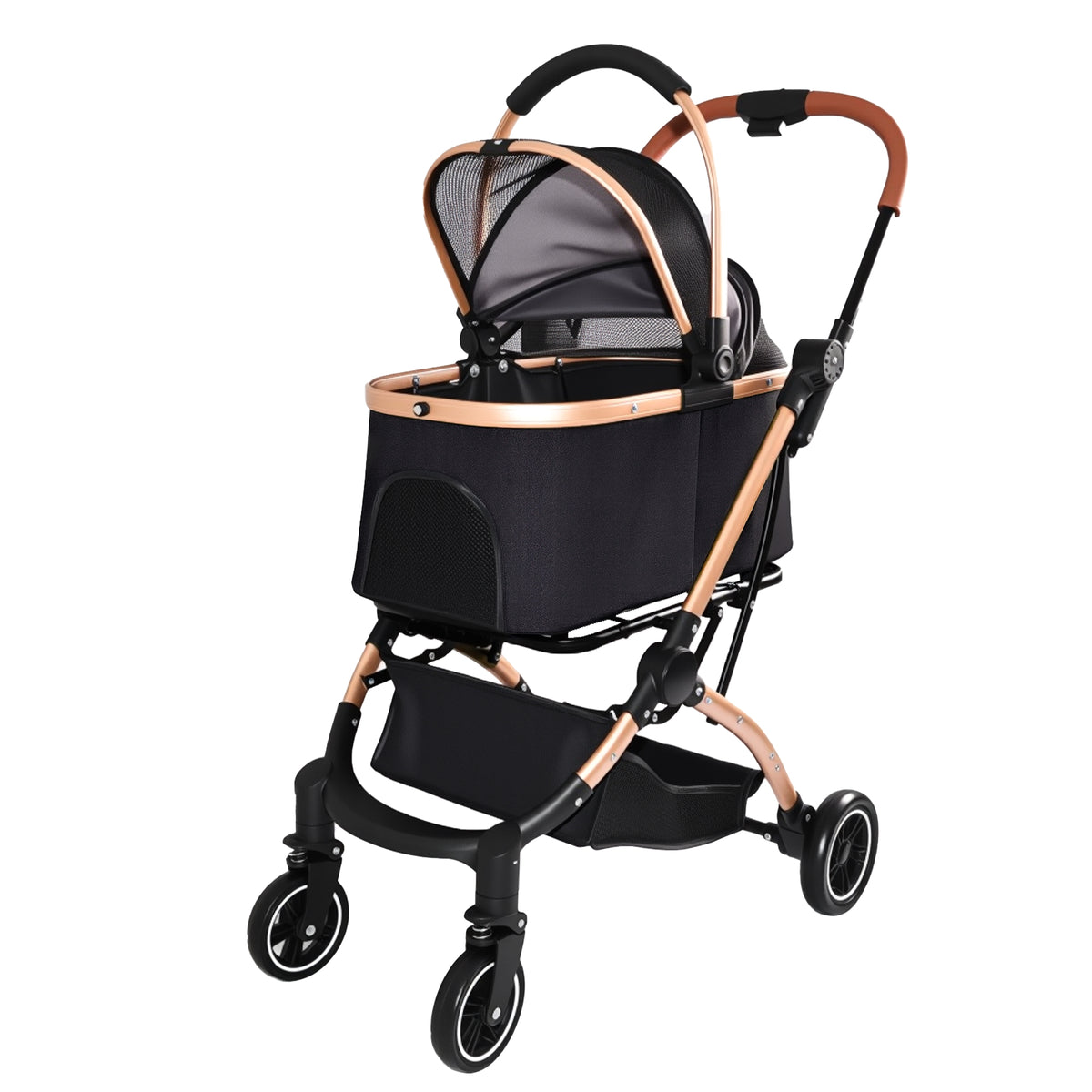 Pet Stroller for Dogs and Cats with Detachable Basket – view 8