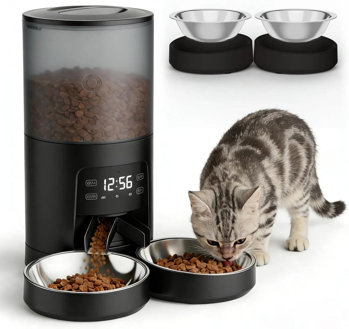 Automatic Cat Feeder with Dual Bowls and Voice Recorder – view 7