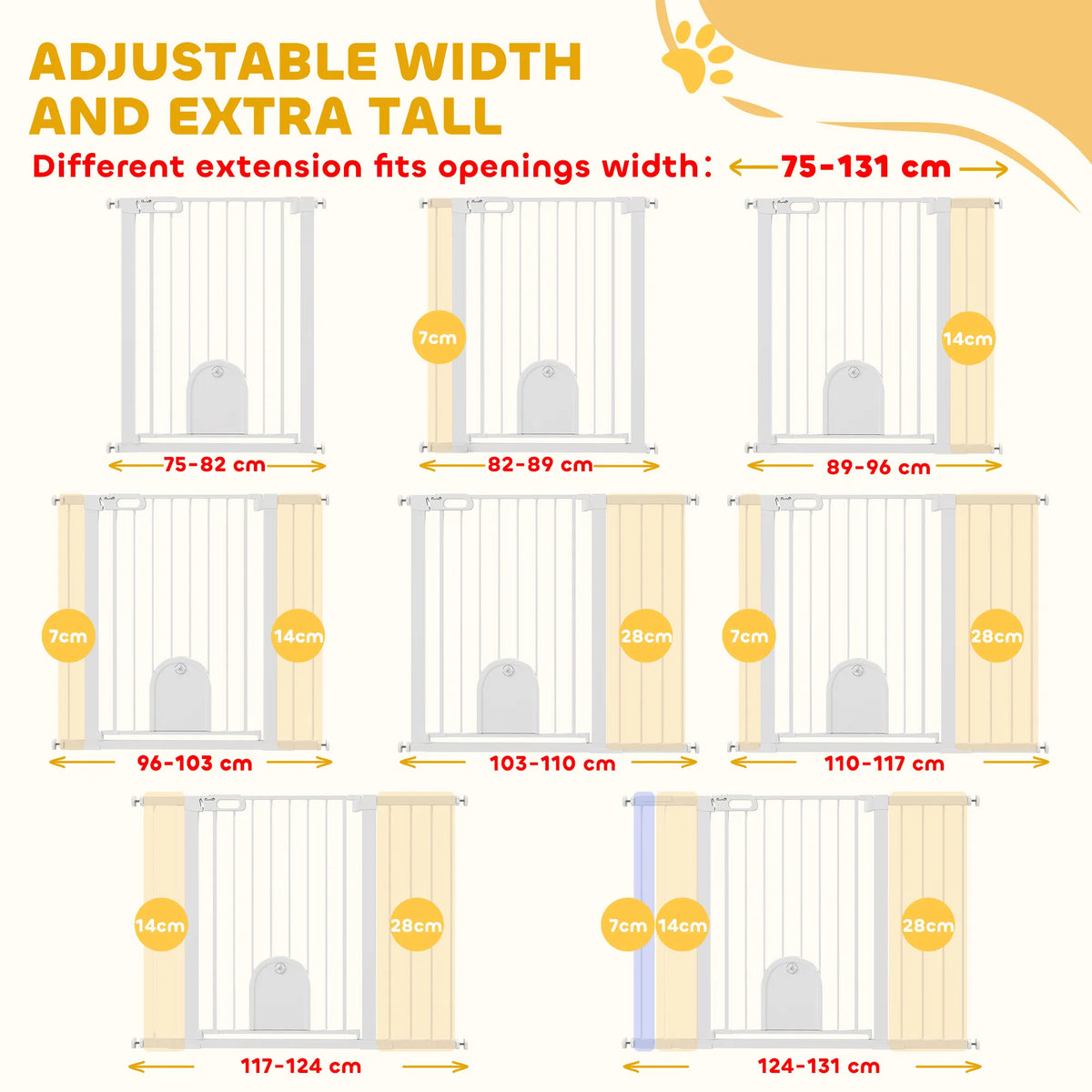 Extra Wide Pet Gate Barrier with Small Door for Safety – view 7