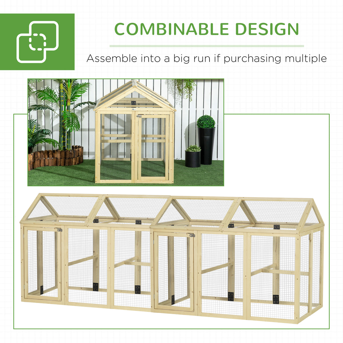 Wooden Chicken Coop with Spacious Run for 1-3 Chickens – view 9