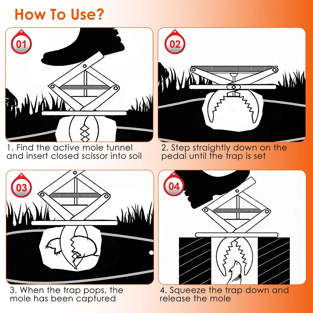 Mole Scissor Trap - Easy Setup, Humane Instant Kill, Safe for Pets – view 12