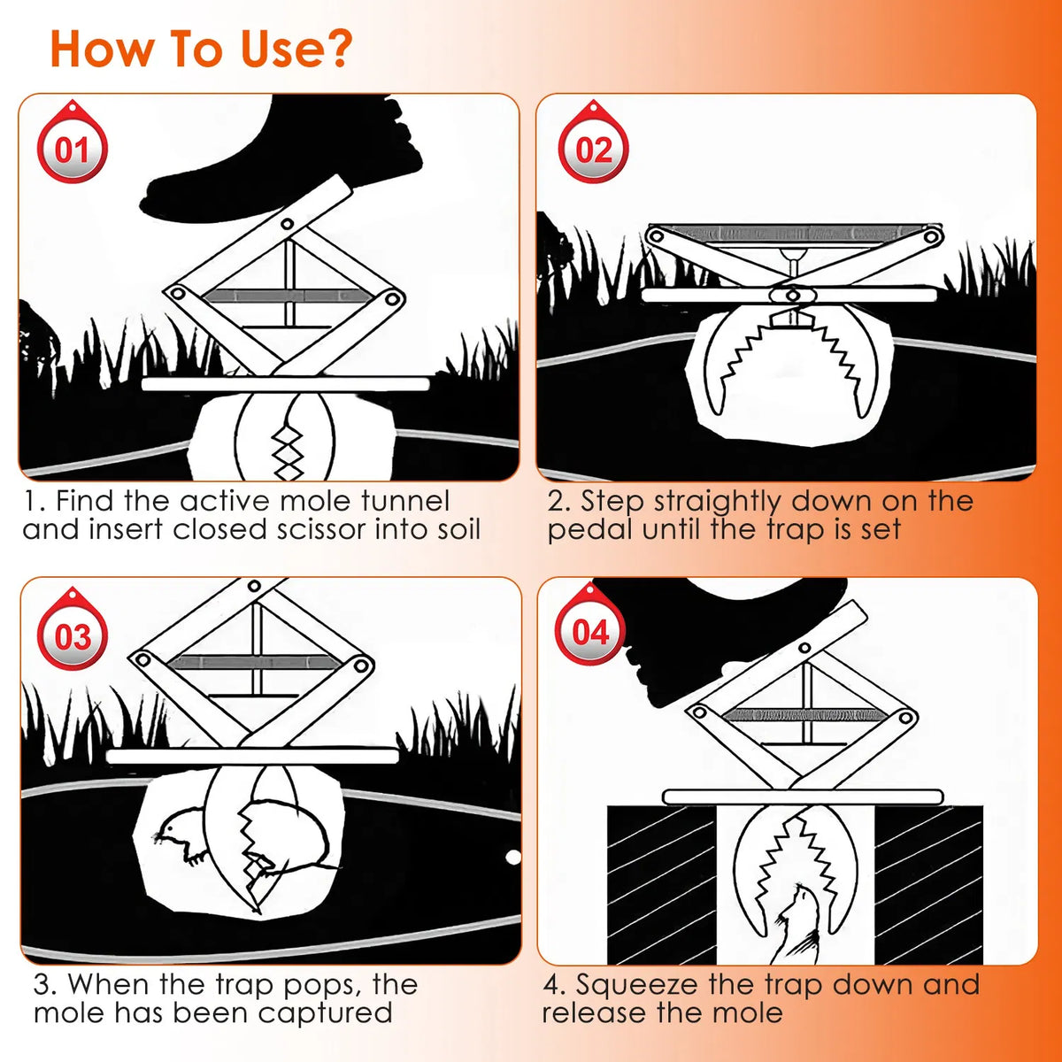 Mole Scissor Trap - Easy Setup, Humane Instant Kill, Safe for Pets – view 12