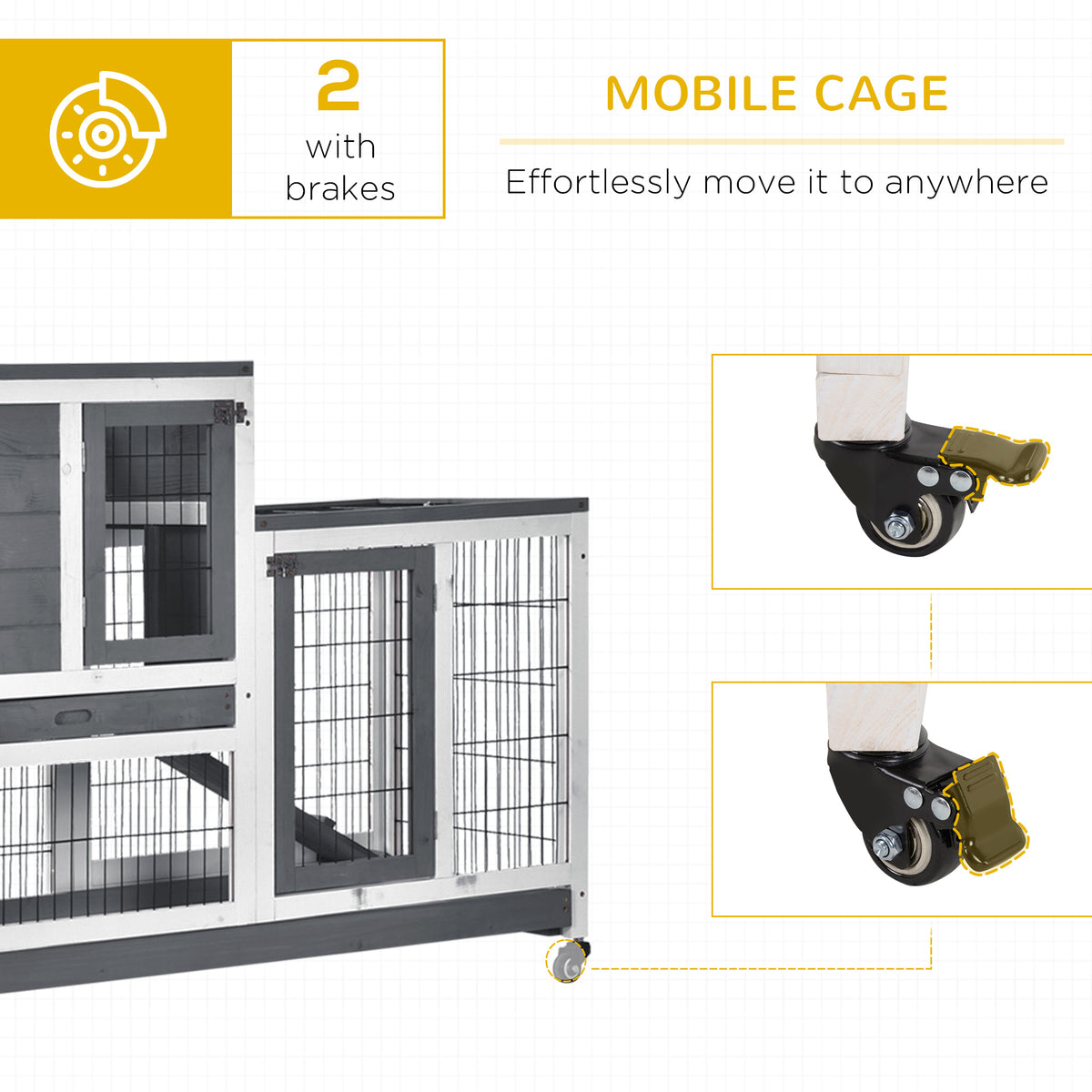 Wooden Rabbit Hutch with Enclosed Run and Wheels – view 8
