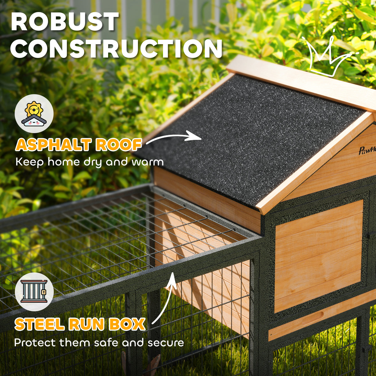 Wooden Rabbit Hutch with Steel Run and Removable Tray – view 9