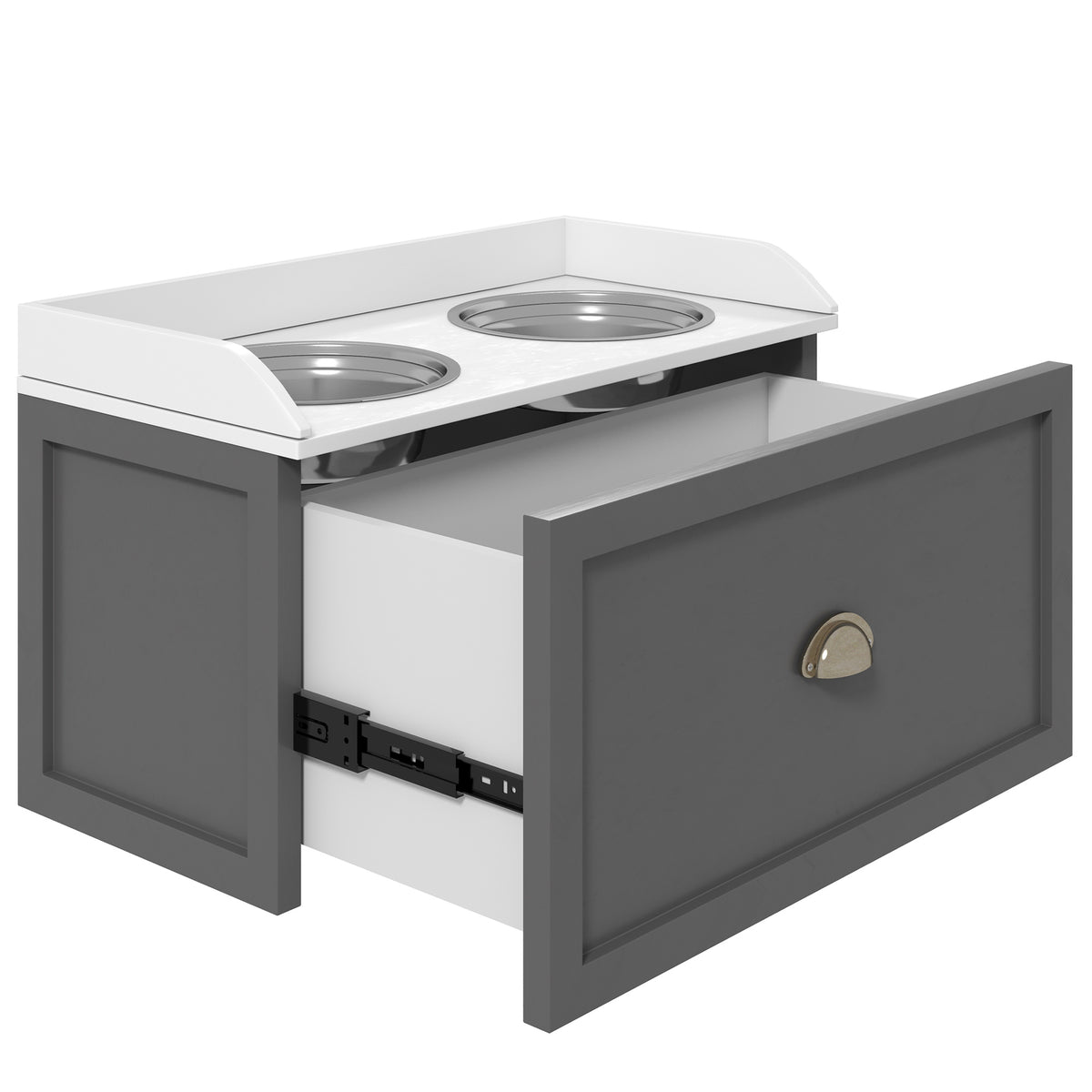 Pet Feeding Station with Storage and 2 Elevated Bowls – view 7