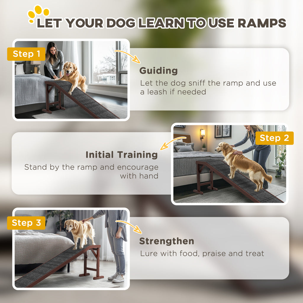 Dog Ramp for Bed with Non-Slip Carpet and Platform – view 7