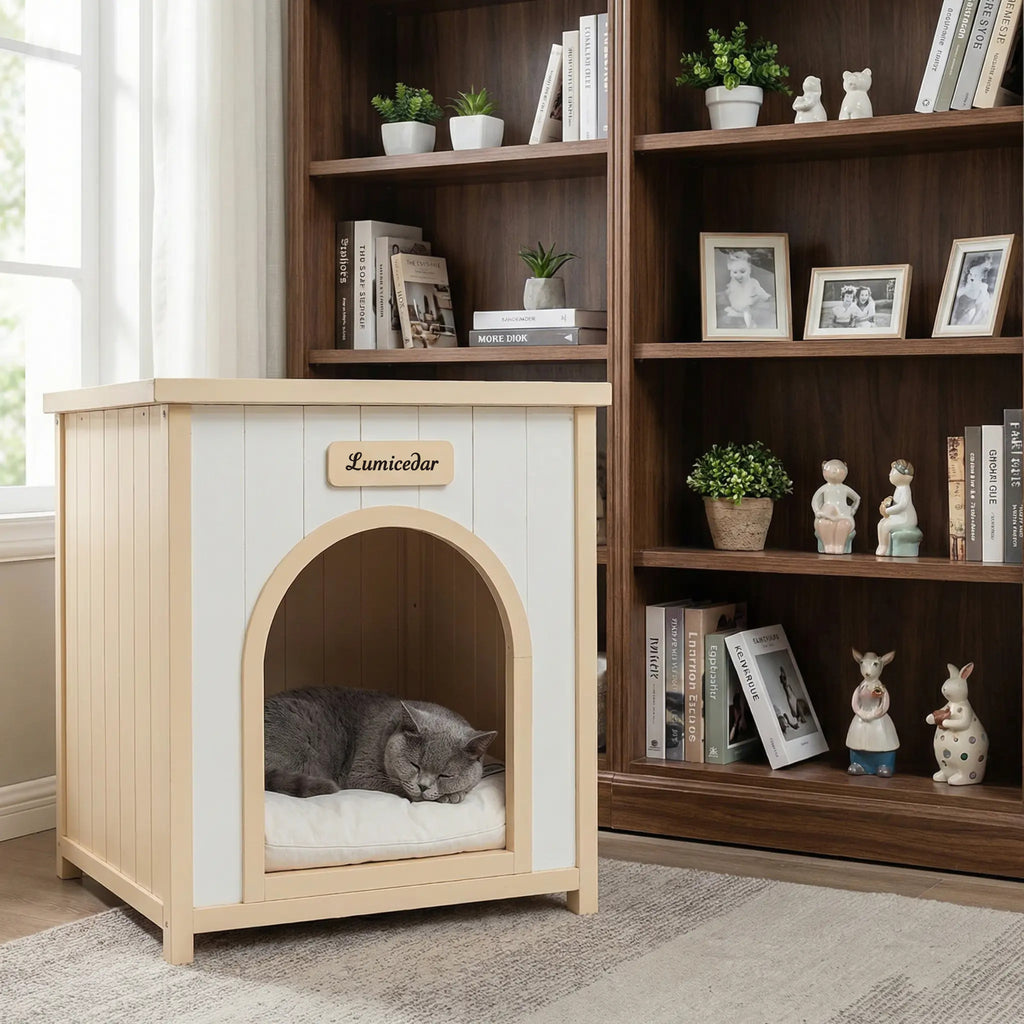 Modern Indoor Wooden Dog House with Cushion – view 8