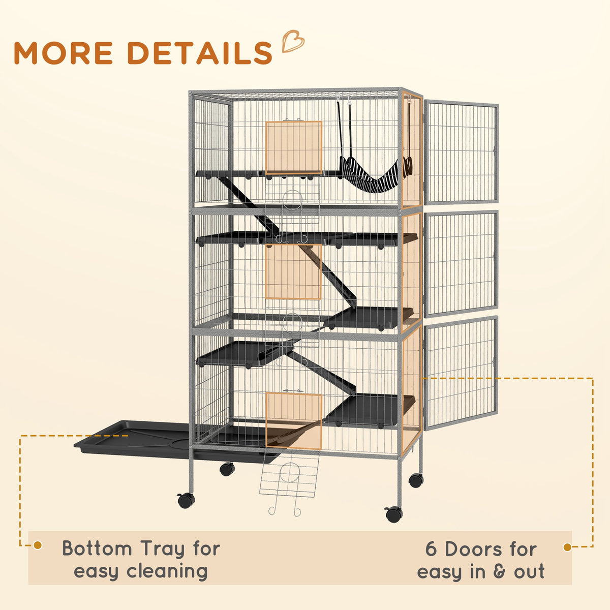 Rolling Small Animal Cage with Hammock for Ferrets and Chinchillas – view 9