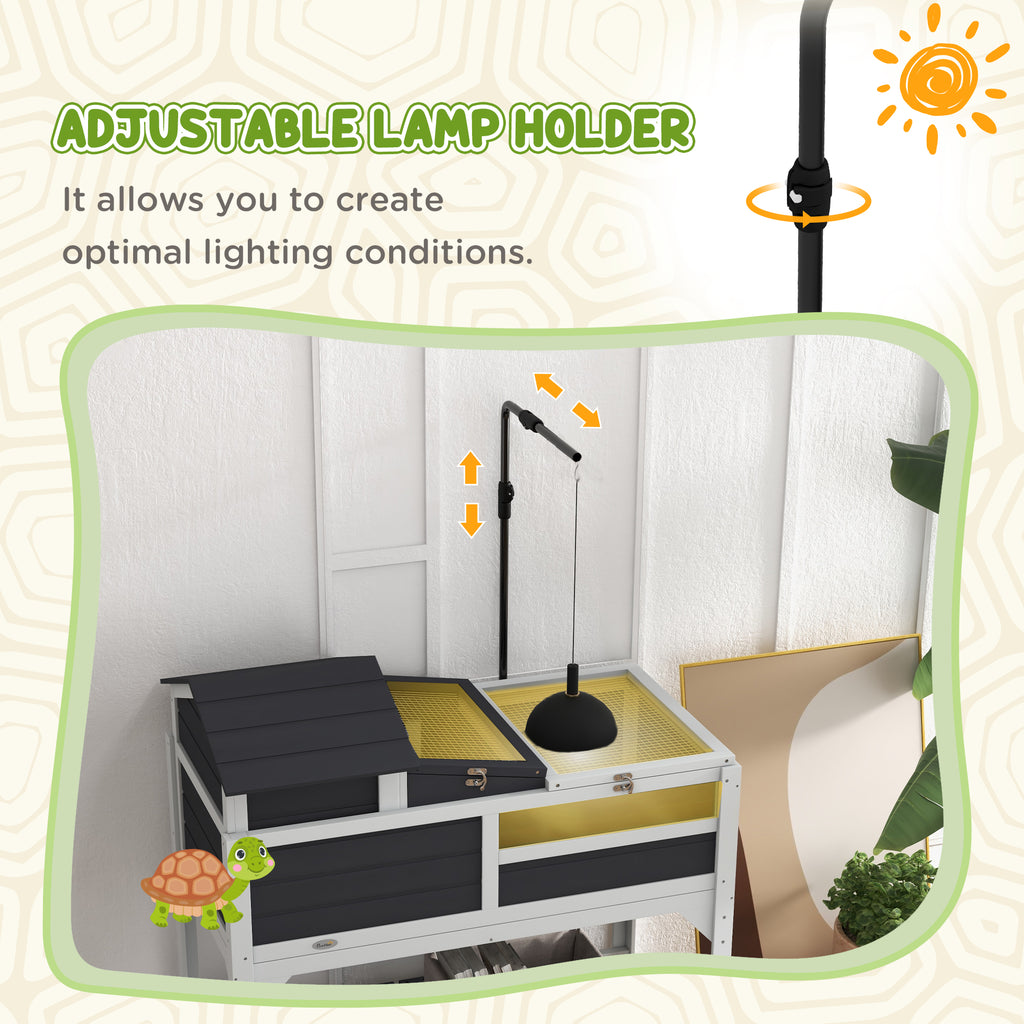 Tortoise Enclosure with Adjustable Lamp Holder and Storage Shelf – view 9