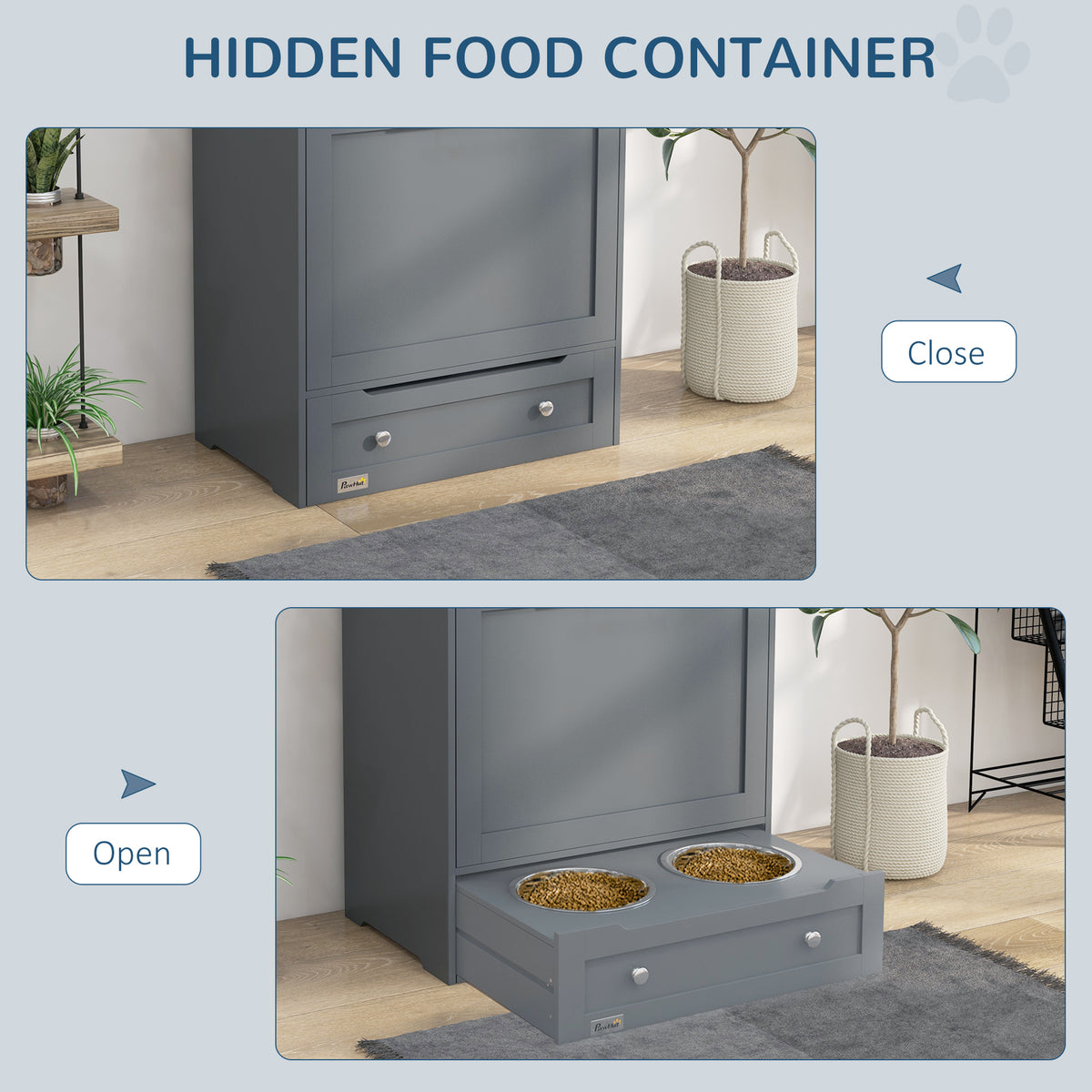 Pet Feeder Station with Storage Cabinet for Dogs – view 7
