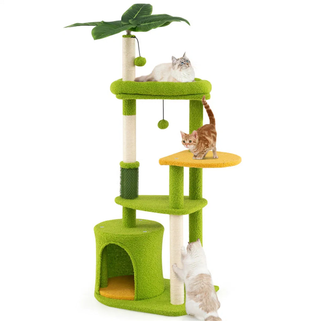 48" Cat Tree with Tropical Leaves for Play and Relaxation – view 9