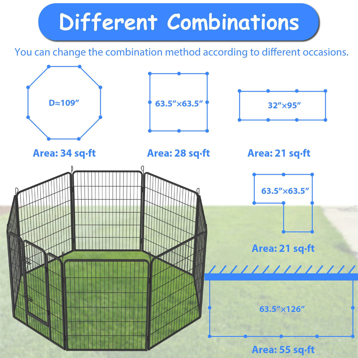 Heavy-Duty 8 Foldable Panels Dog Playpen – view 10
