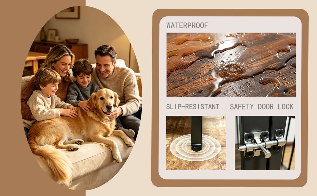Vintage Wood Grain Dog Cage with Rotating Bowl – view 13