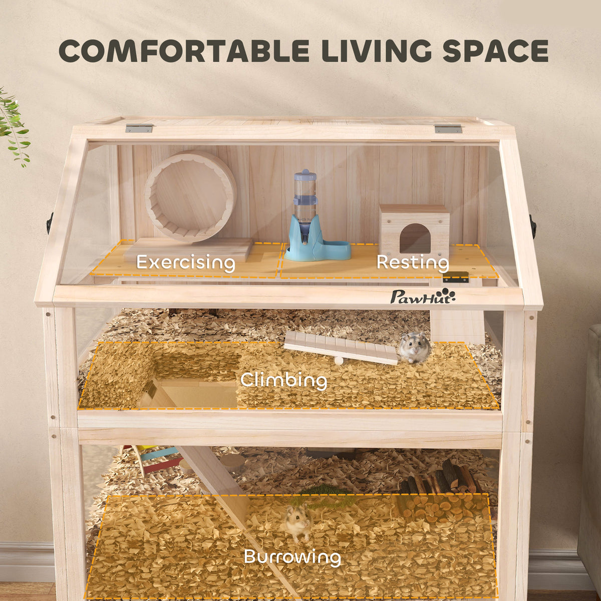 Wooden Hamster Cage with Detachable Floors and Accessories – view 9