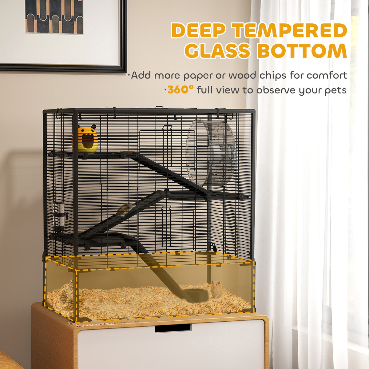 4 Tier Hamster Cage with Glass Bottom and Accessories – view 9