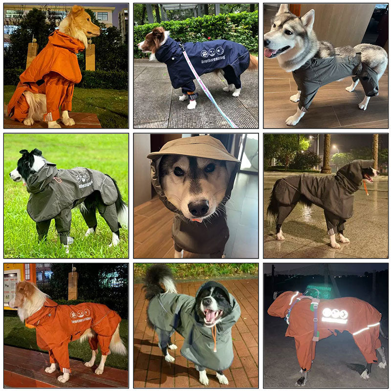 Adjustable Dog Raincoat Waterproof Windproof Dog Coat Fully Wrapped Reflective Dogs Jacket Raincoat – view 7