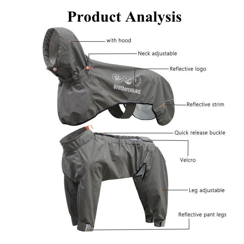 Adjustable Dog Raincoat Waterproof Windproof Dog Coat Fully Wrapped Reflective Dogs Jacket Raincoat – view 8