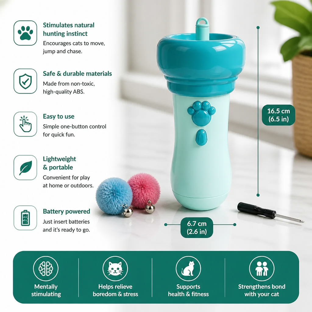 Interactive Pom-Pom Launcher Tod for Cats – view 7