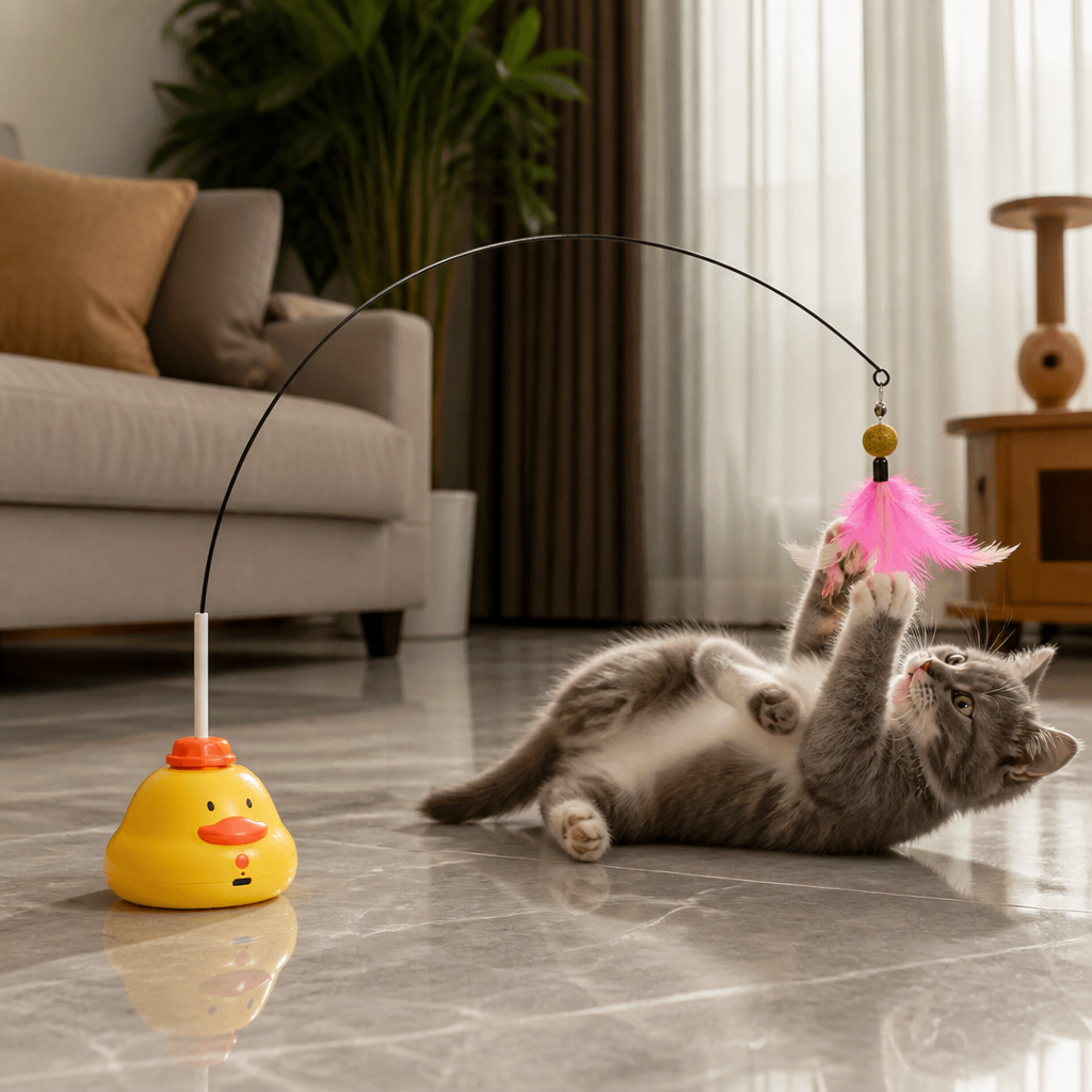 Interactive Duck Wand Cat Toy with Moving Feather and Fun Chase Play – view 7