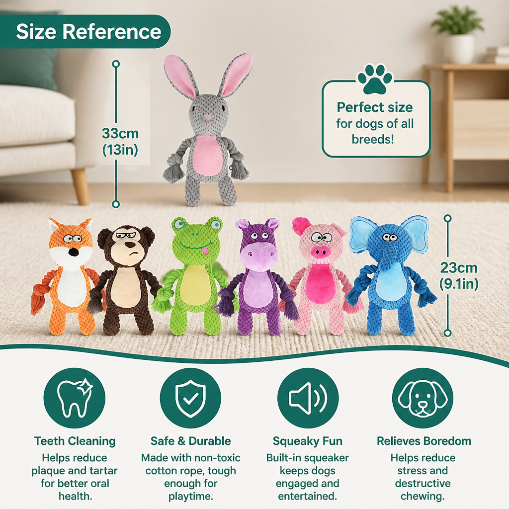 Cotton Rope Plush Dental Squeaky Dog Toy – view 19