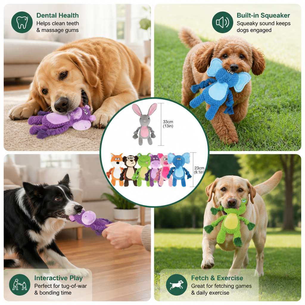 Cotton Rope Plush Dental Squeaky Dog Toy – view 18
