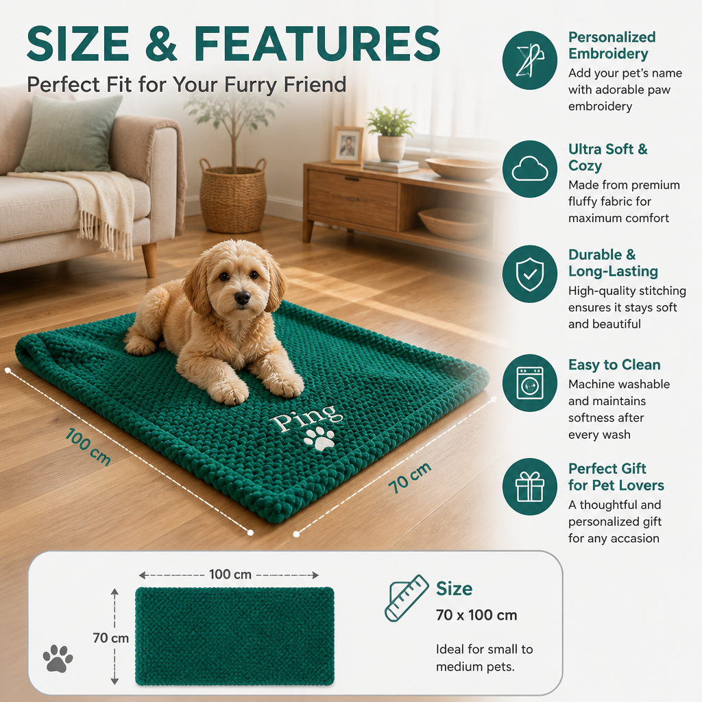 Personalized Fluffy Dog Blanket with Custom Embroidery – view 12