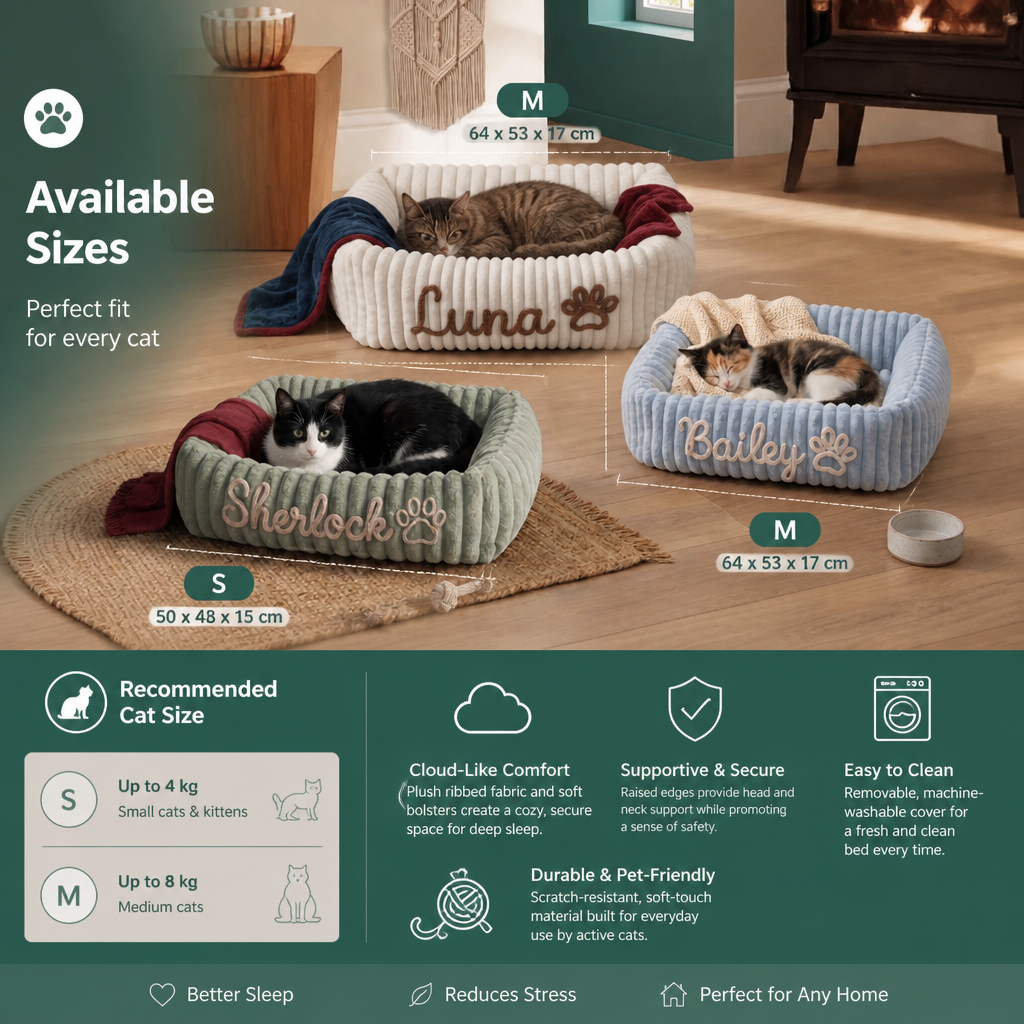 Personalized Fluffy Cloud Cat Bed with Soft Bolsters – view 12