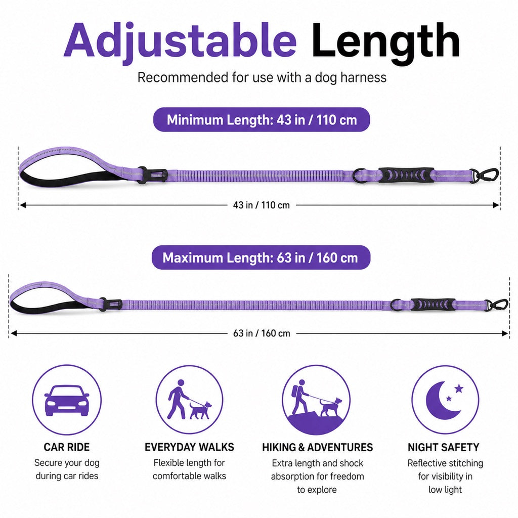 2-In-1 Reflective & Shock-Absorbing Dog Seat Belt Leash – view 13