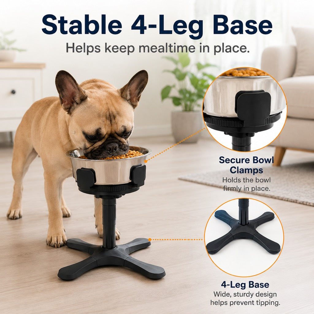 Adjustable Height & Tilt Elevated Dog Bowl (Slow-Feed Insert) – view 12