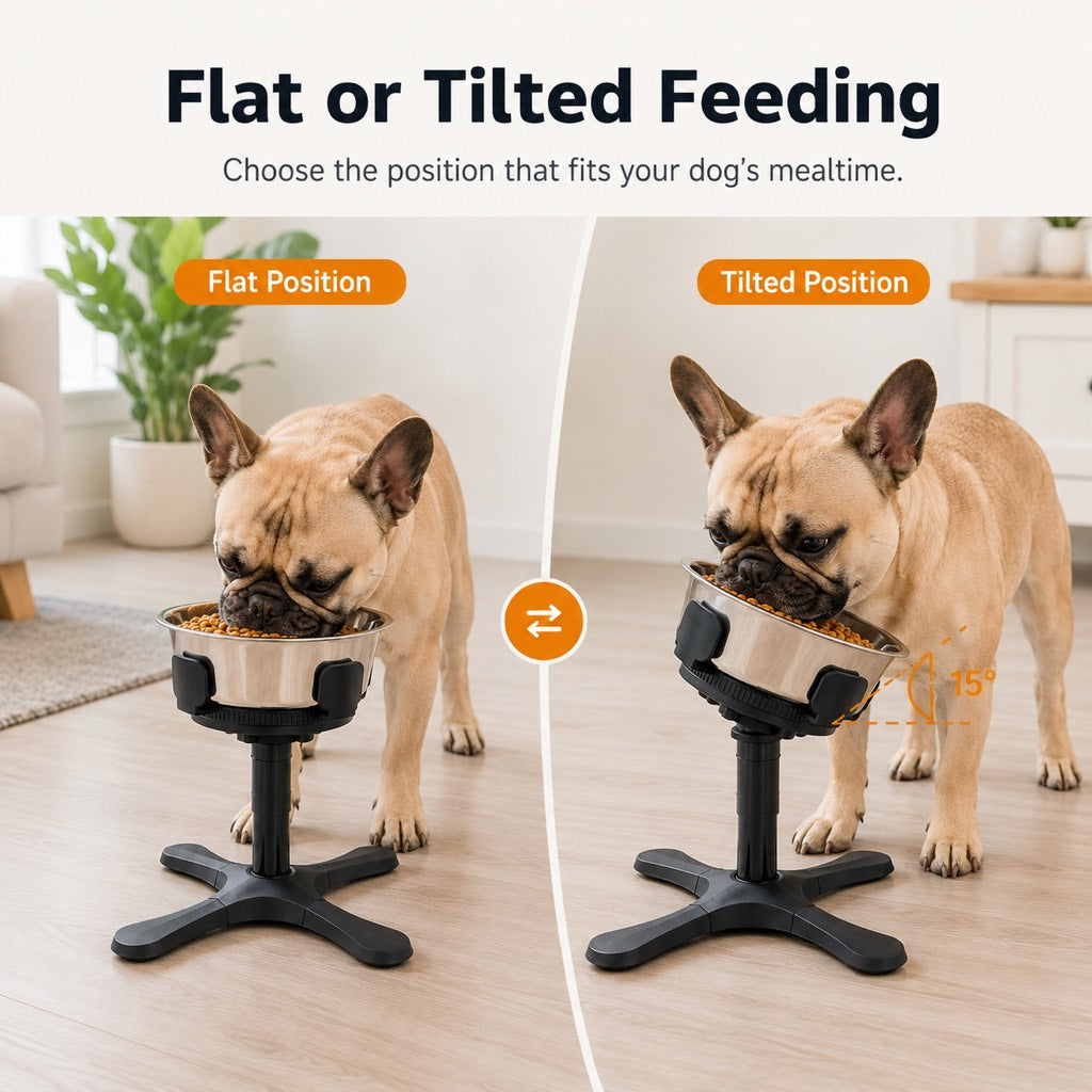 Adjustable Height & Tilt Elevated Dog Bowl (Slow-Feed Insert) – view 7