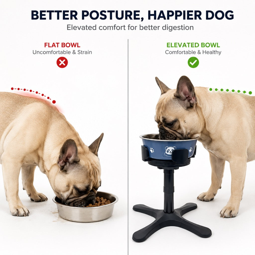 Adjustable Height & Tilt Elevated Dog Bowl (Slow-Feed Insert) – view 8