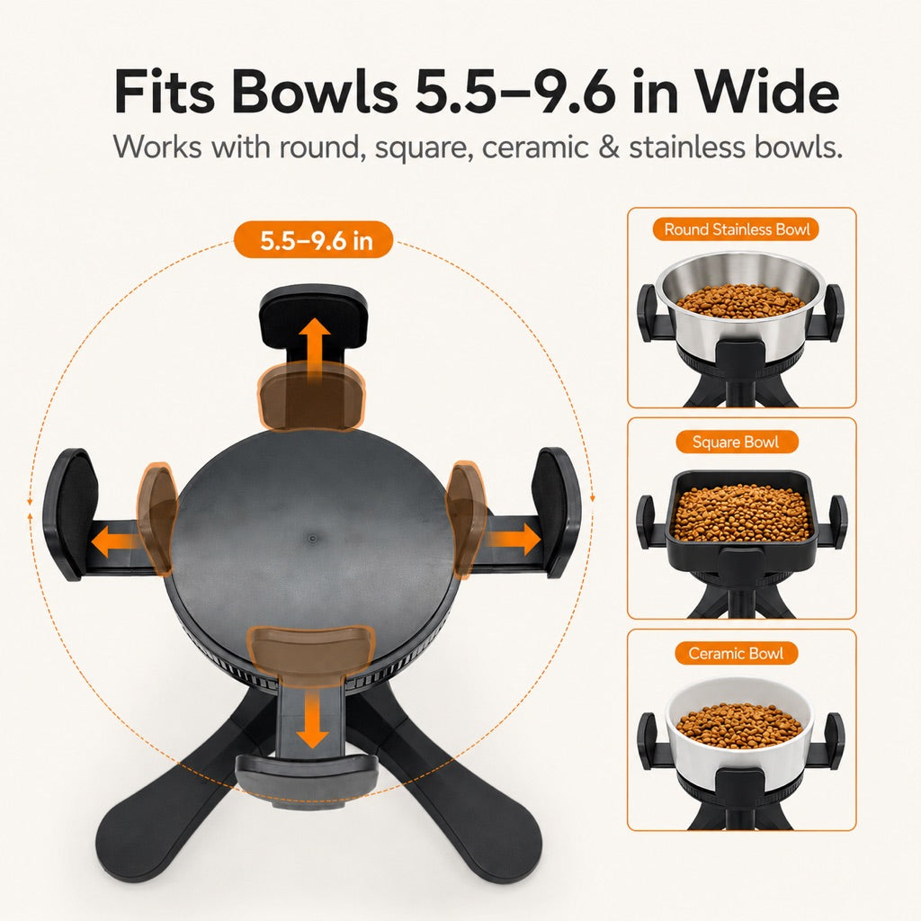 Adjustable Height & Tilt Elevated Dog Bowl (Slow-Feed Insert) – view 11