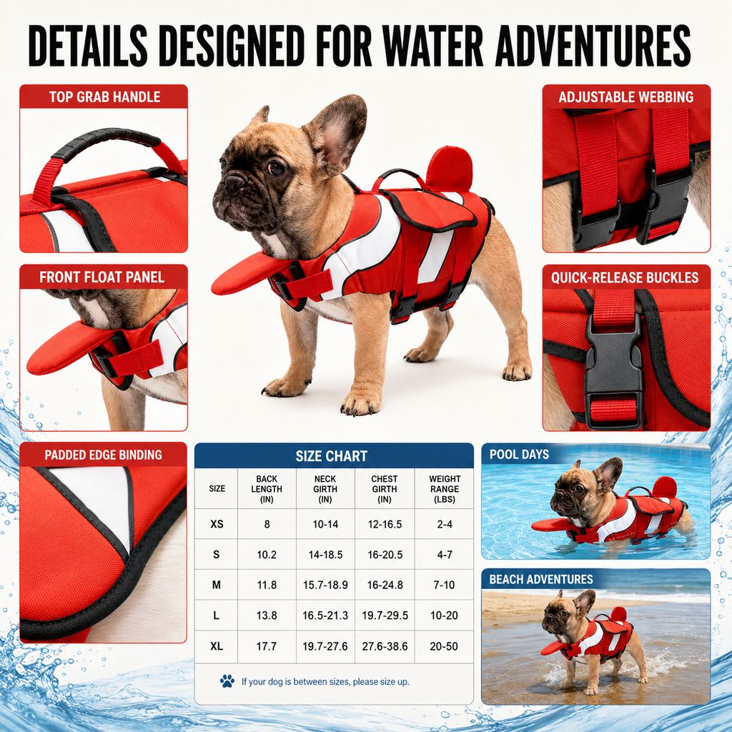 Adjustable Padded Chin Float Dog Life Jacket (Small Breeds) – view 8