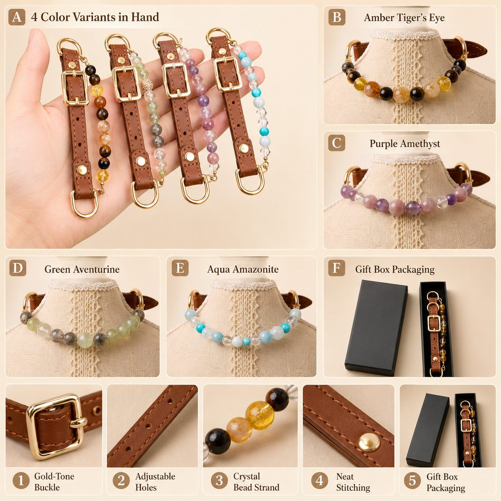 Astrology-Inspired Crystal-Beaded Adjustable Pet Collar – view 8