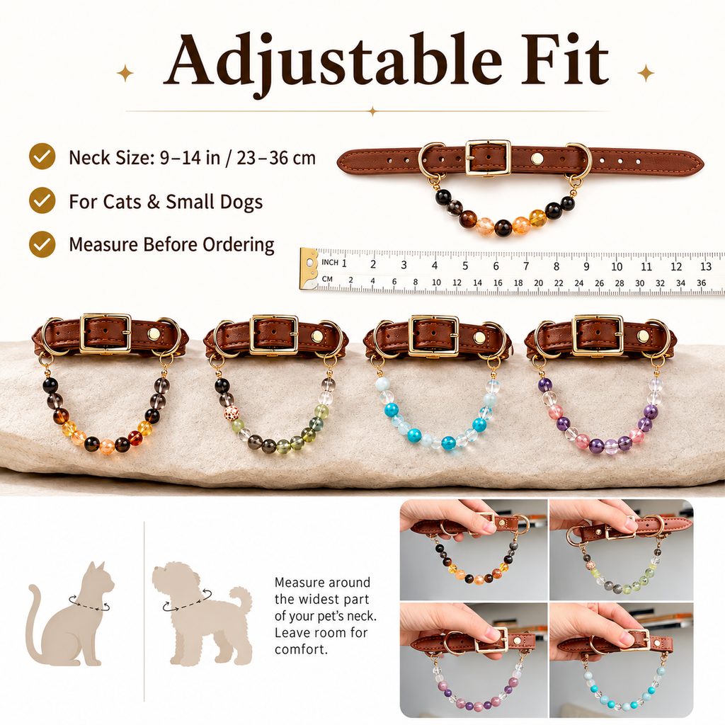 Astrology-Inspired Crystal-Beaded Adjustable Pet Collar – view 11